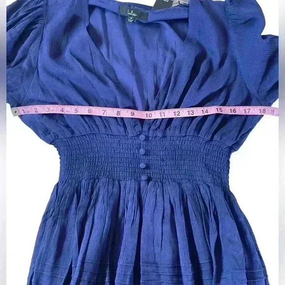 LuLus NWOT Flowy Deep V-Neck Navy Blue Dress Size Medium - Picture 7 of 8